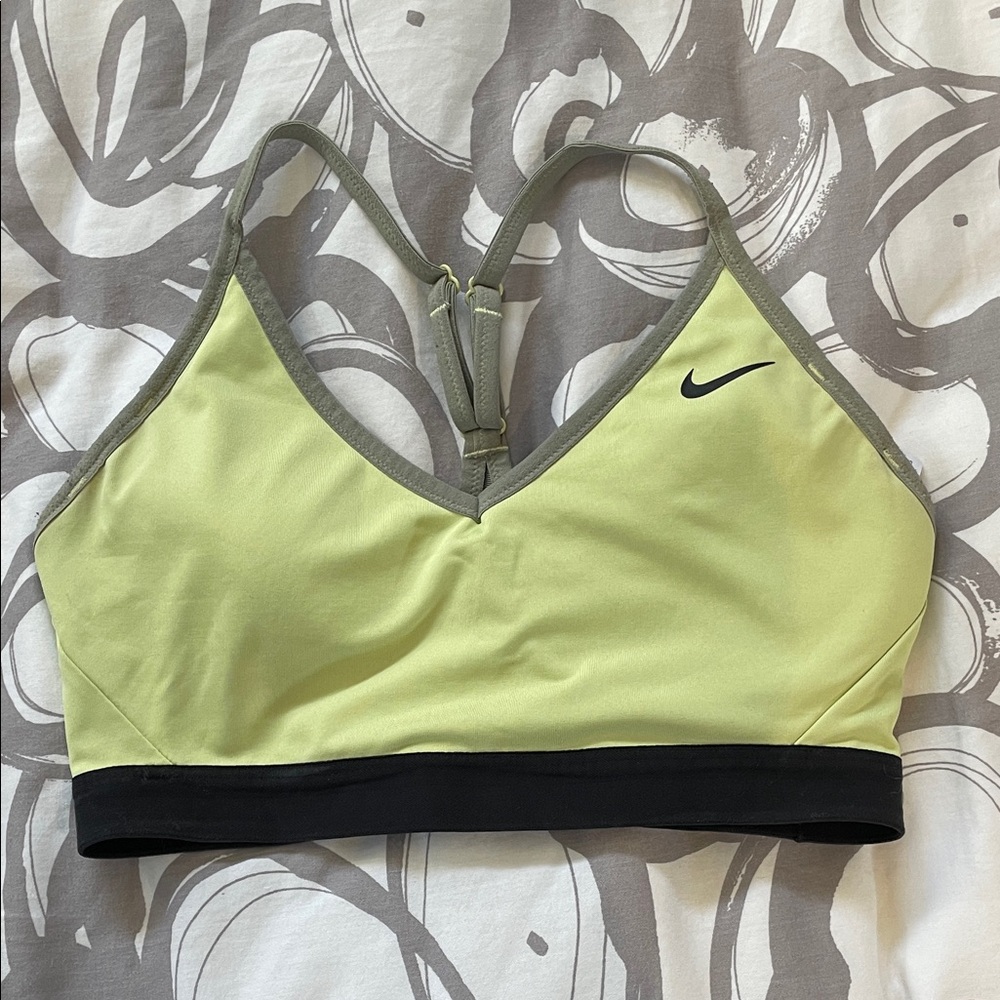 Nike Light Green and Black Sports Bra